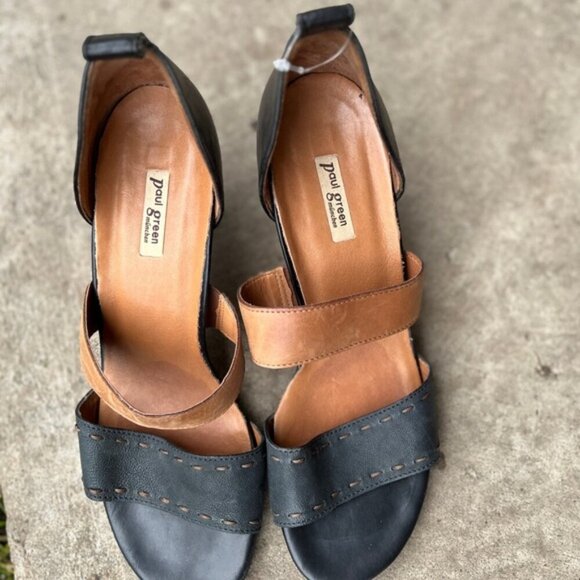 Paul Green Muchen handmade leather heel sandals Sz 6 - Picture 6 of 7
